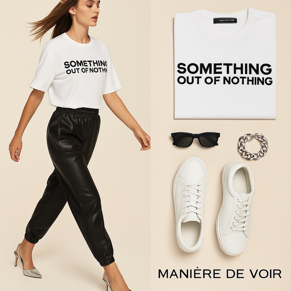 Manière De Voir “Something Out Of Nothing” Graphic Tee White Black Sz 6